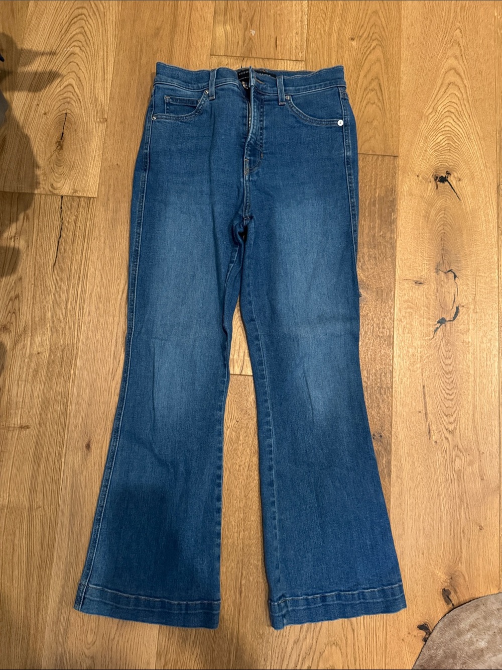 Veronica Beard Midwash Blue Boyfriend Flare Jeans